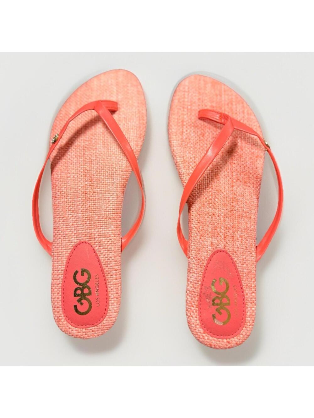 GBG Los Angeles Coral Pink Flip Flop Sandals Womens Size 8.5 Rhinestone